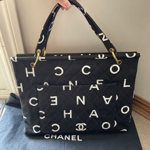 SOLD Chanel 1997 Canvas Letters Logo Tote